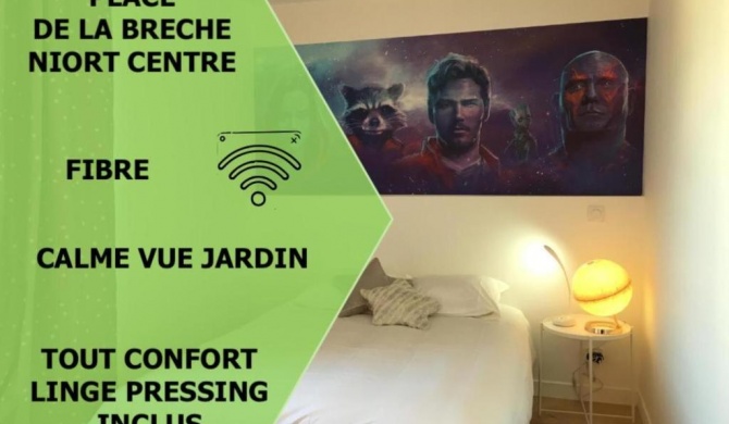 Le Galaxy centre la Brèche wifi calme vue jardin